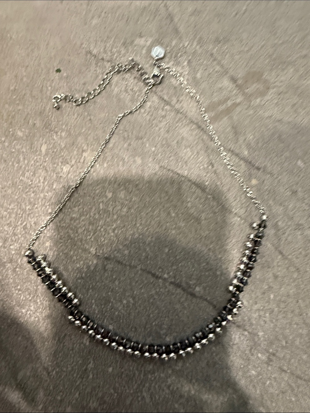 Touchstone Crystal Silver-Tone Necklace with Black Beads